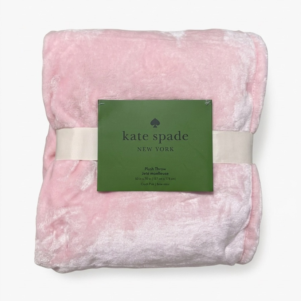 Kate Spade Plush Fleece Throw in Light Pink 60” X 70” New with tags.